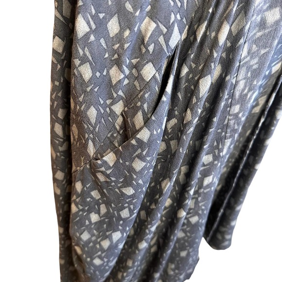 Biya by Johnny Was Blue & Beige Silk Tank Shift Dress w/Pockets sz S - Picture 5 of 8